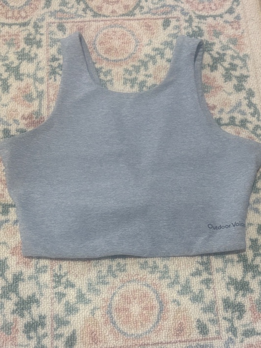 Outdoor Voices Light heathered Gray/blue Scoop Crop Tank/sports bra